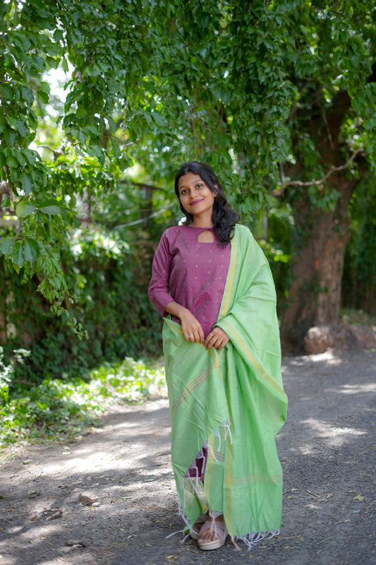 Grape Wine Shade Kurti with Dupatta