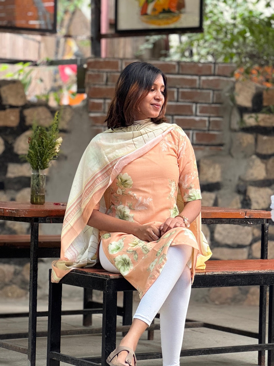 Astel Printed Top with Dupatta