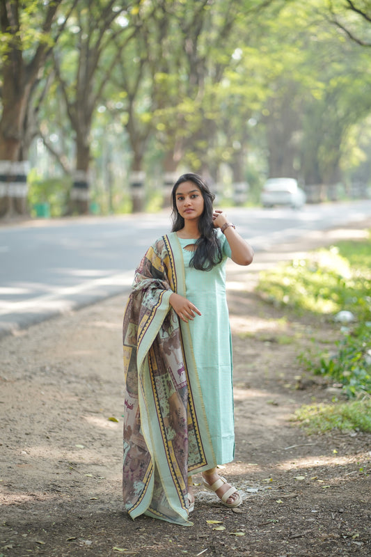 Pistachio Green top with Duppatta